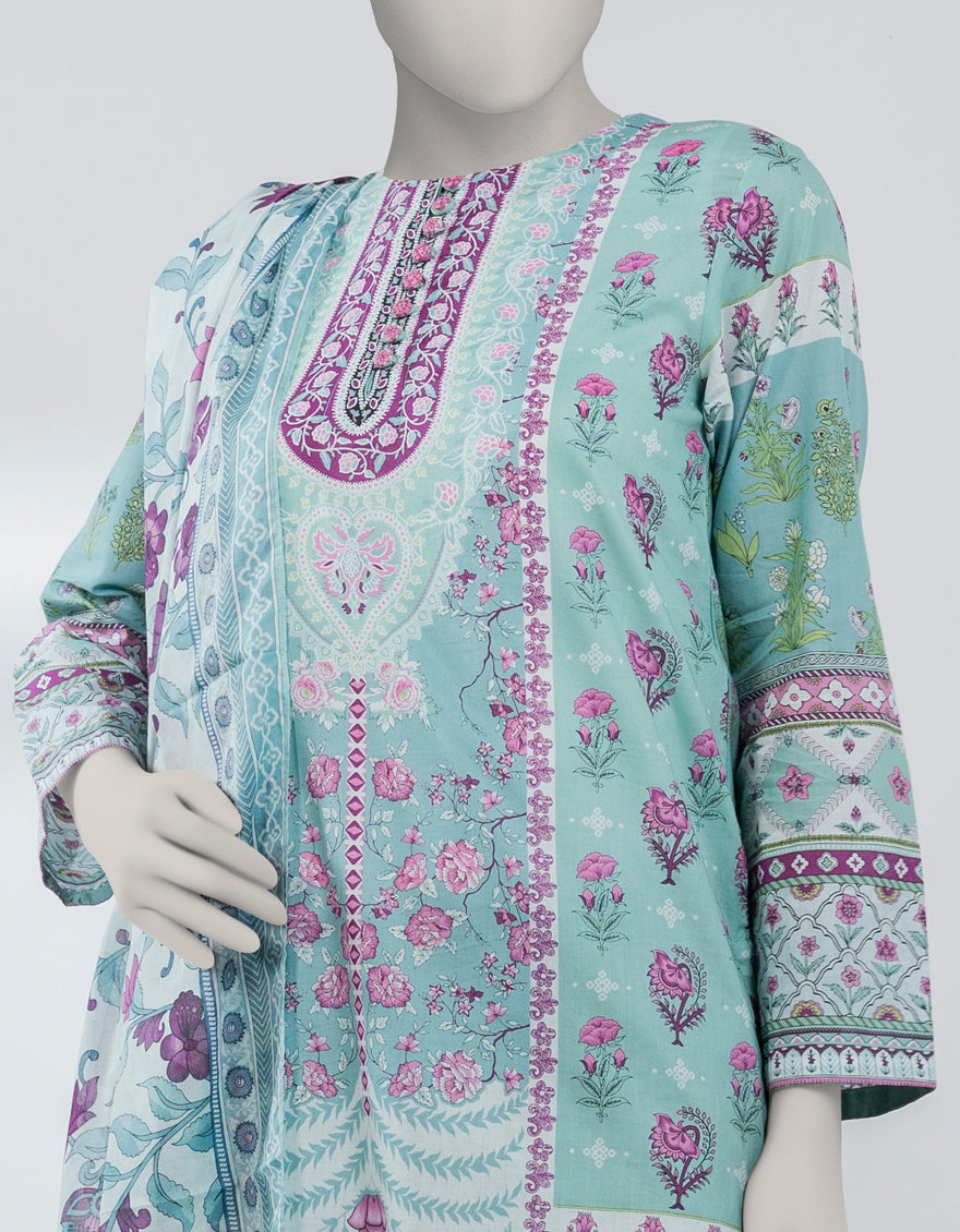 Lawn Multicolor Stitched Suit - J. Junaid Jamshed