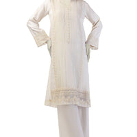 Paper Cotton White Kurti- J. Junaid Jamshed