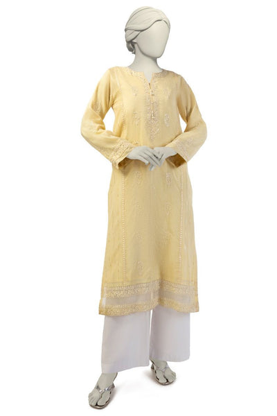 Paper Cotton Yellow Kurti- J. Junaid Jamshed