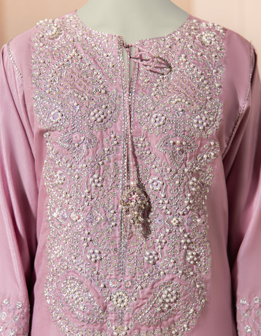 Raw Silk Lilac Kurti - J. Junaid Jamshed