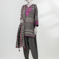 Lawn Grey Stitched Suit - J. Junaid Jamshed
