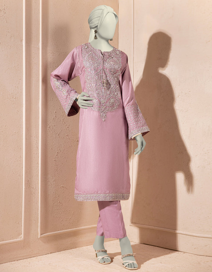 Raw Silk Lilac Kurti - J. Junaid Jamshed