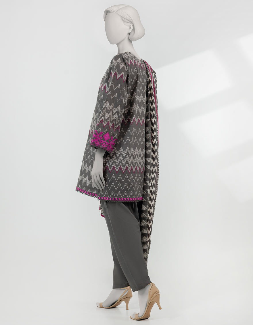 Lawn Grey Stitched Suit - J. Junaid Jamshed
