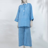 Lawn Blue Stitched Suit - J. Junaid Jamshed
