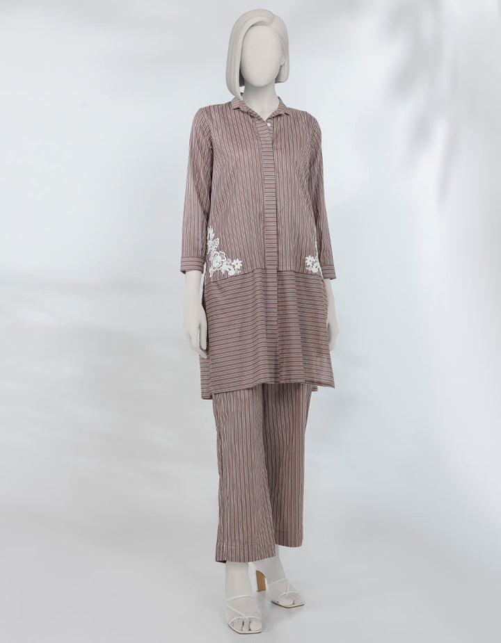Lawn Brown Stitched Suit - J. Junaid Jamshed