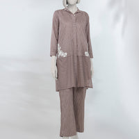 Lawn Brown Stitched Suit - J. Junaid Jamshed