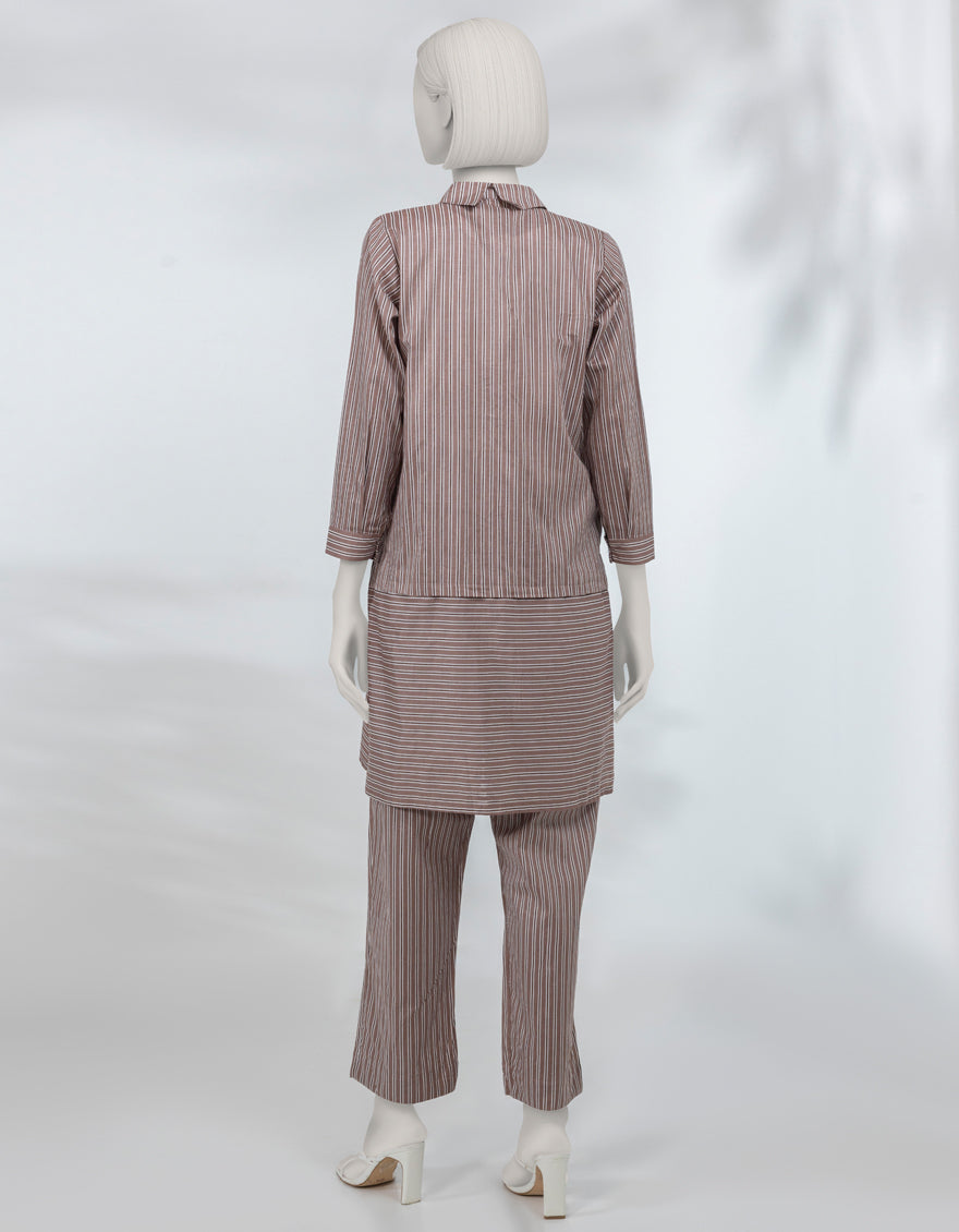 Lawn Brown Stitched Suit - J. Junaid Jamshed