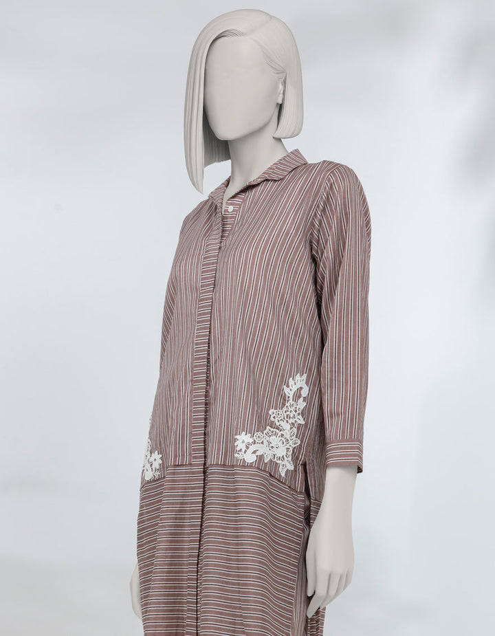 Lawn Brown Stitched Suit - J. Junaid Jamshed