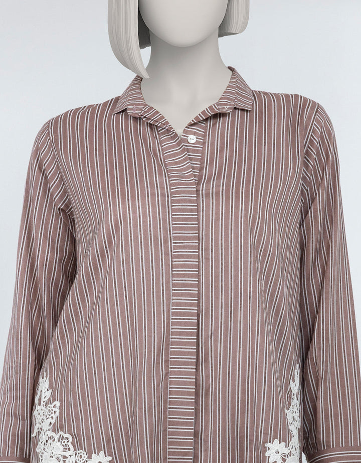 Lawn Brown Stitched Suit - J. Junaid Jamshed