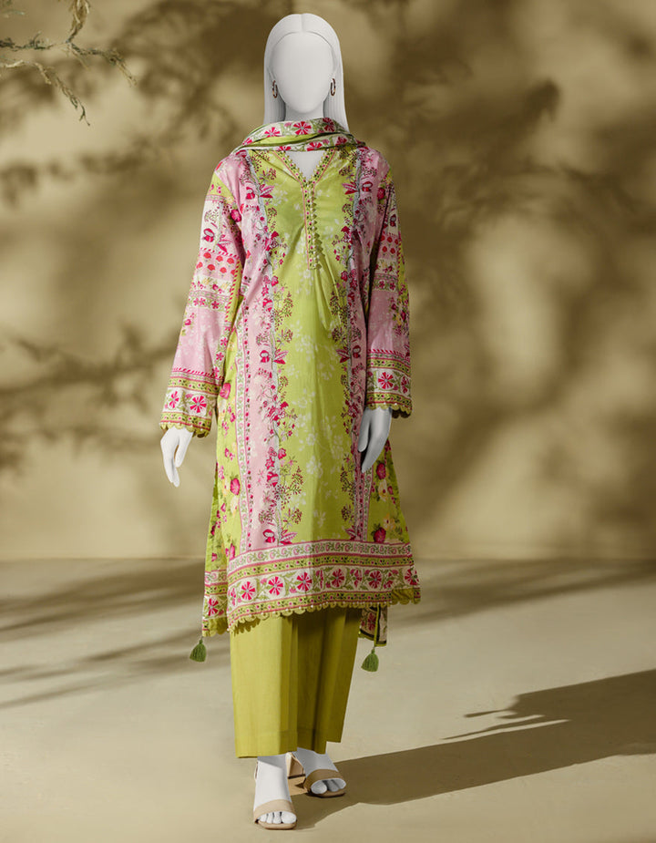 Lawn Lime Green Stitched Suit - J. Junaid Jamshed