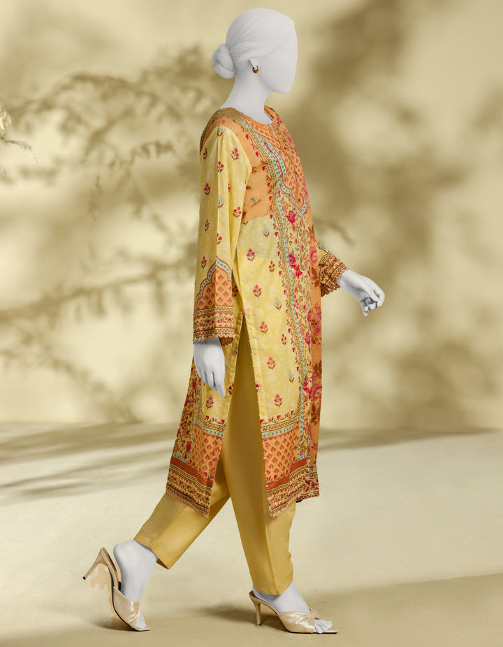 Lawn Yellow Stitched Suit - J. Junaid Jamshed