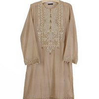 Organza Beige Kurti - J. Junaid Jamshed