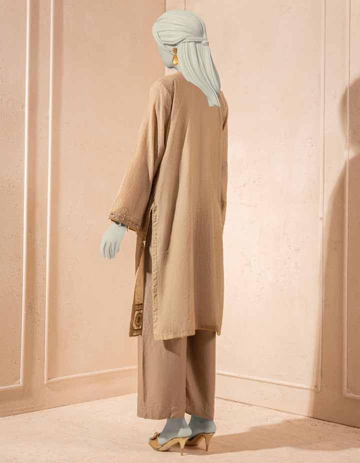 Organza Beige Kurti - J. Junaid Jamshed