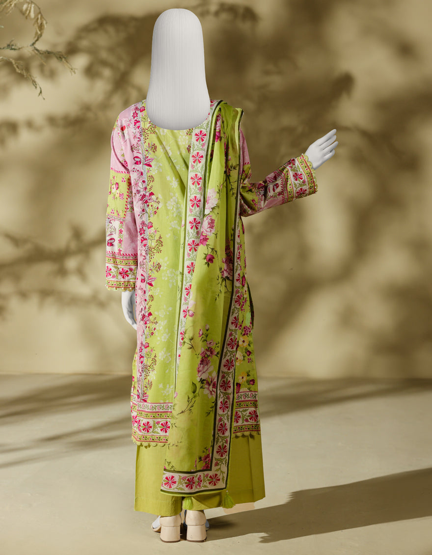 Lawn Lime Green Stitched Suit - J. Junaid Jamshed