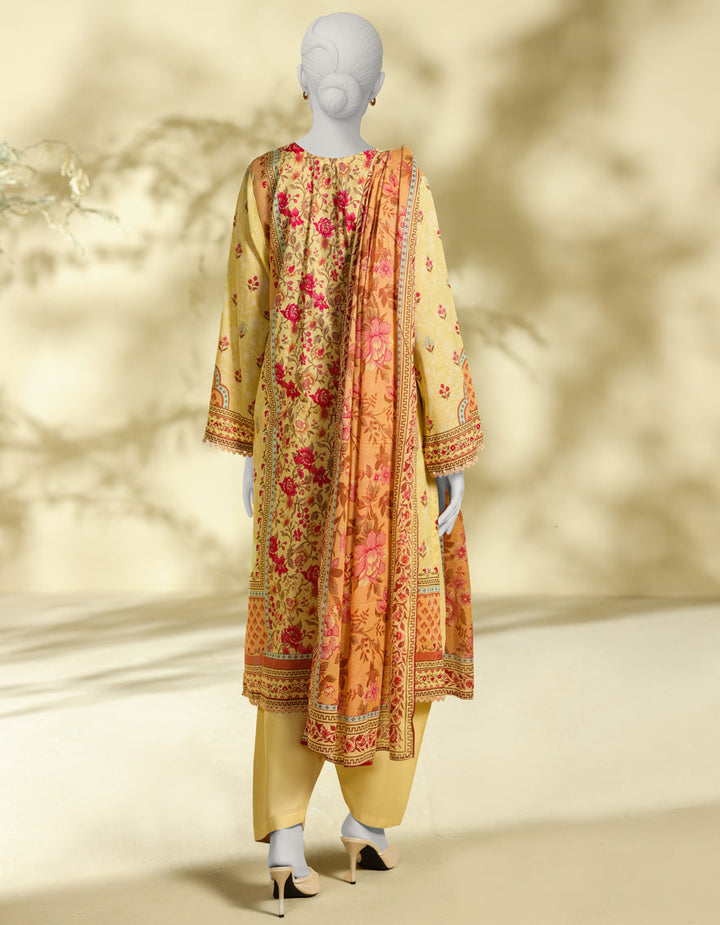 Lawn Yellow Stitched Suit - J. Junaid Jamshed