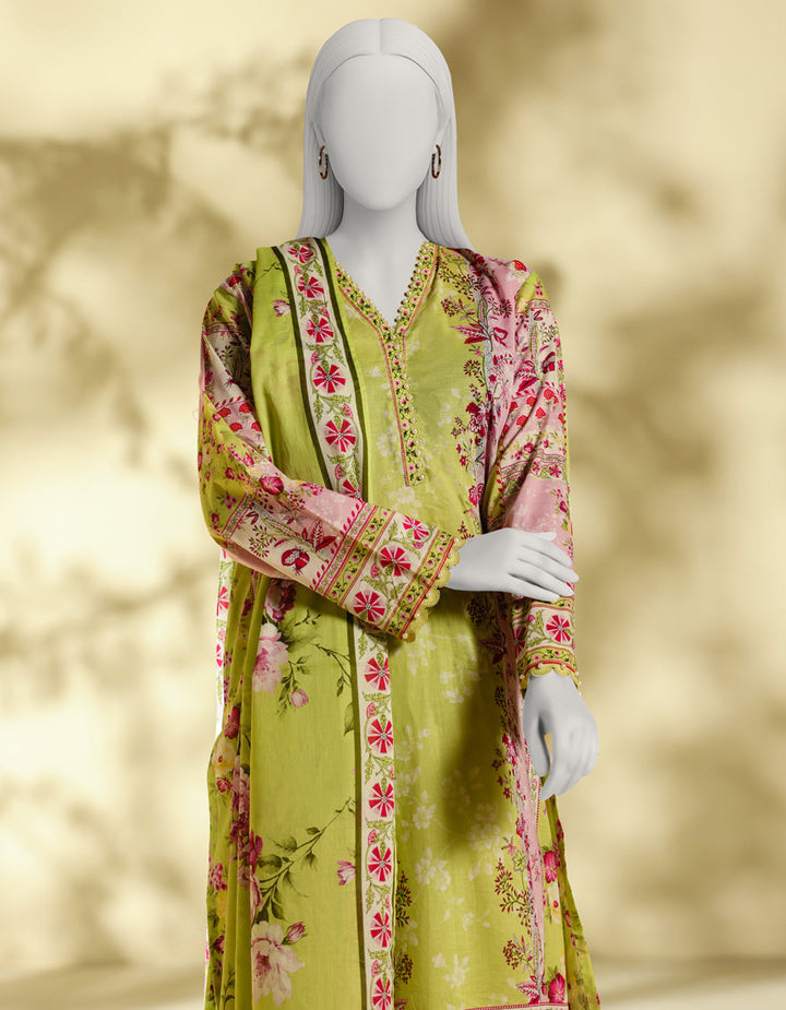 Lawn Lime Green Stitched Suit - J. Junaid Jamshed