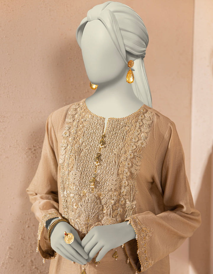 Organza Beige Kurti - J. Junaid Jamshed