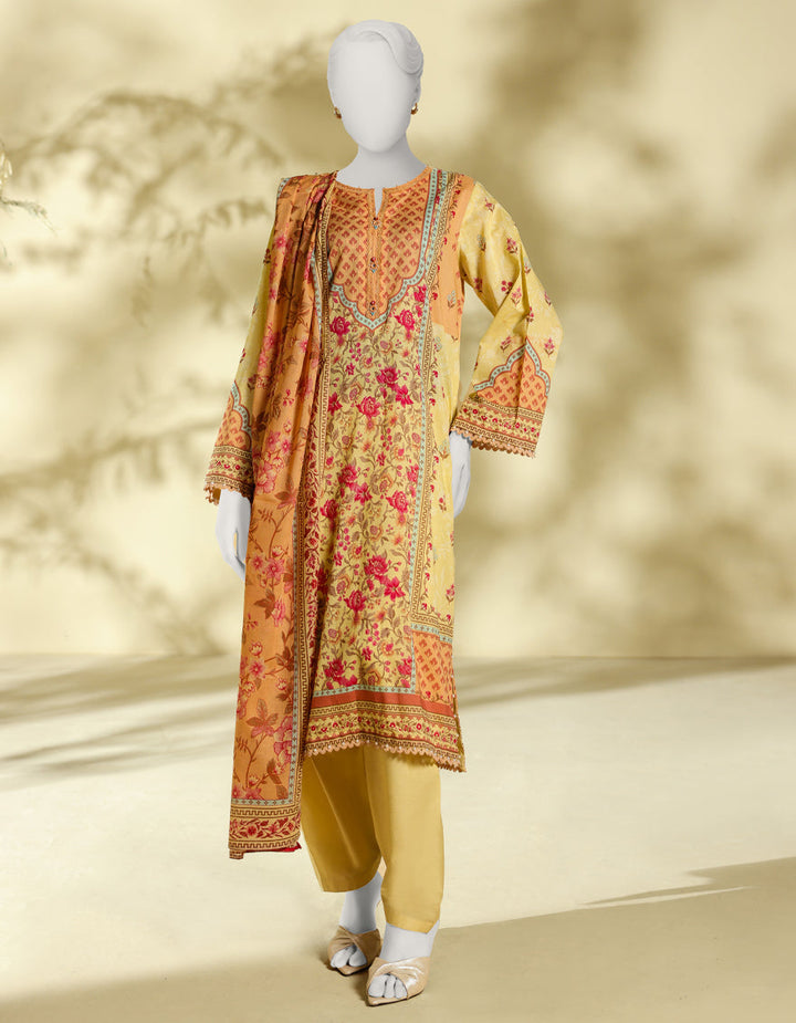 Lawn Yellow Stitched Suit - J. Junaid Jamshed