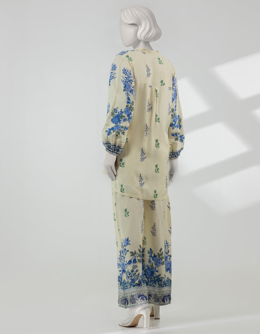 Silk Cream Stitched Suit - J. Junaid Jamshed