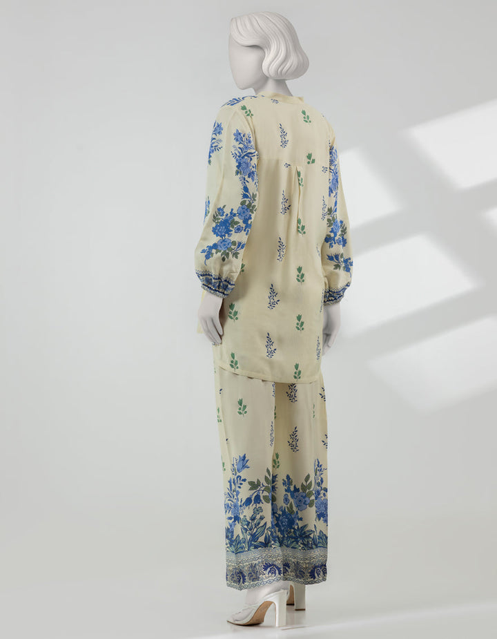 Silk Cream Stitched Suit - J. Junaid Jamshed