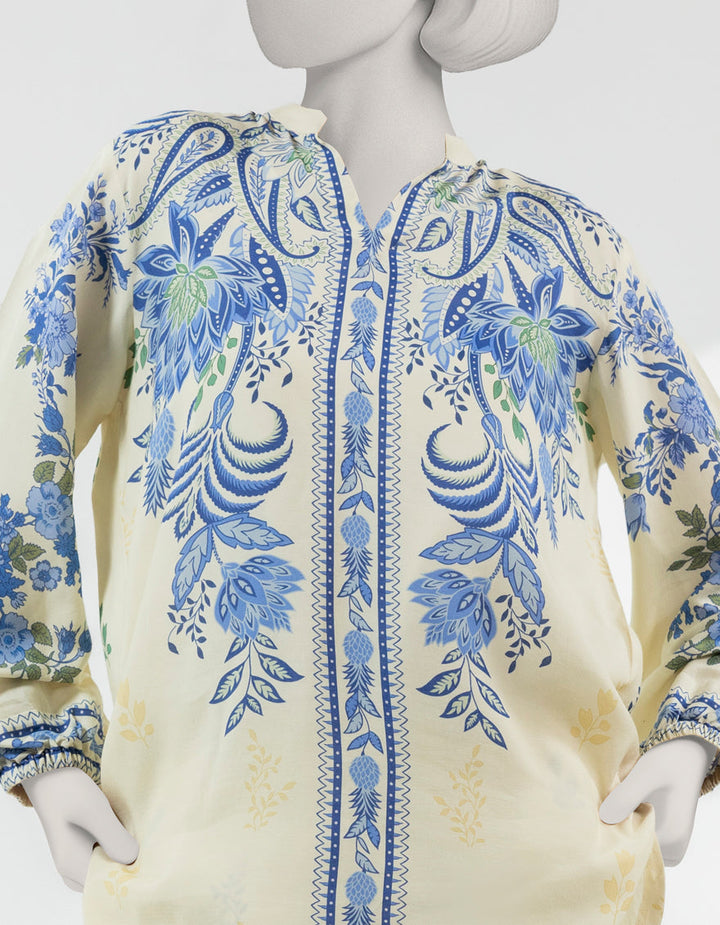 Silk Cream Stitched Suit - J. Junaid Jamshed