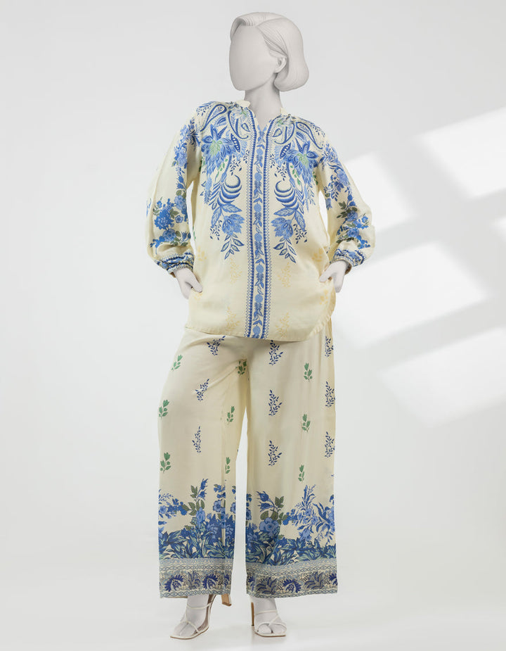 Silk Cream Stitched Suit - J. Junaid Jamshed