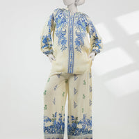 Silk Cream Stitched Suit - J. Junaid Jamshed