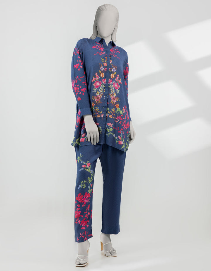Silk Blue Stitched Suit - J. Junaid Jamshed