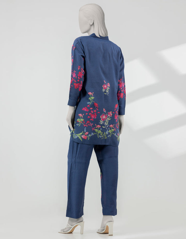 Silk Blue Stitched Suit - J. Junaid Jamshed