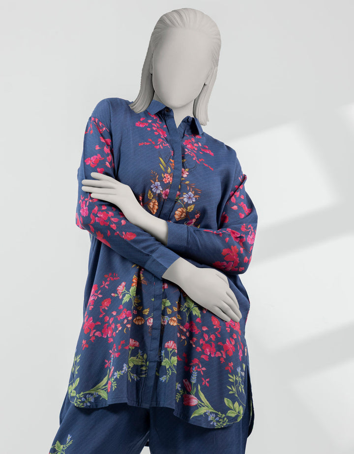 Silk Blue Stitched Suit - J. Junaid Jamshed