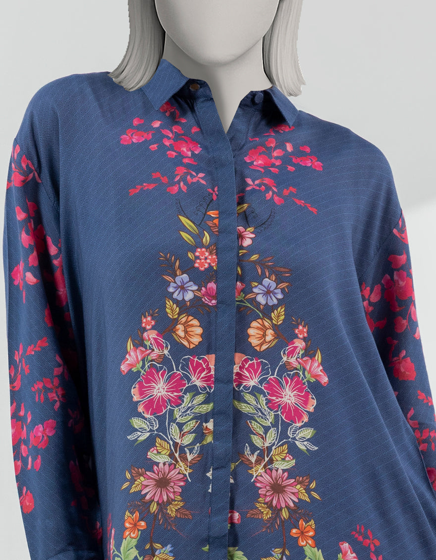 Silk Blue Stitched Suit - J. Junaid Jamshed