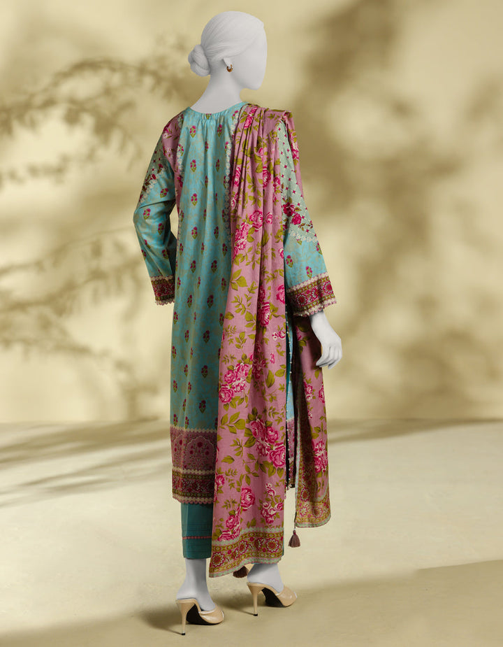 Lawn Blue Stitched Suit - J. Junaid Jamshed