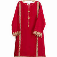 Organza Red Kurti - J. Junaid Jamshed