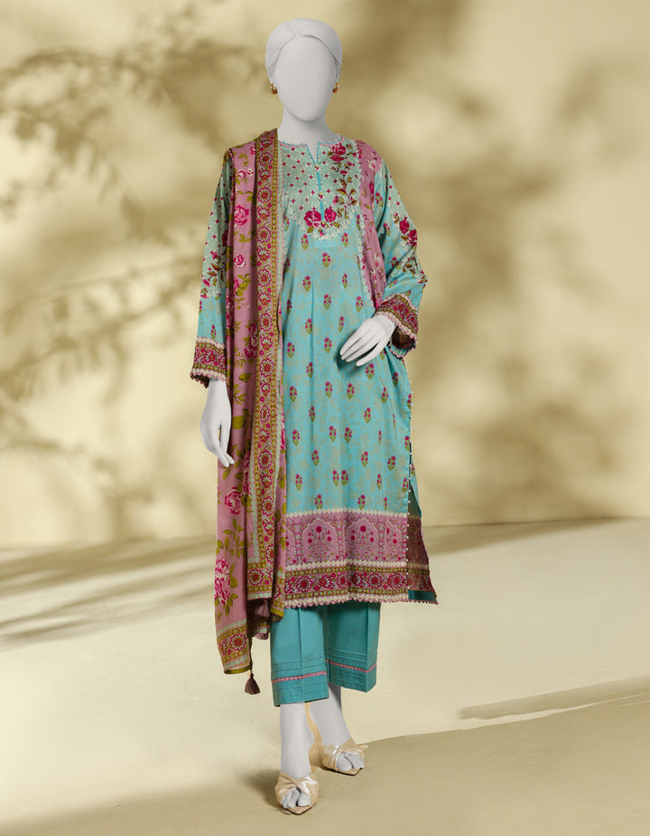 Lawn Blue Stitched Suit - J. Junaid Jamshed