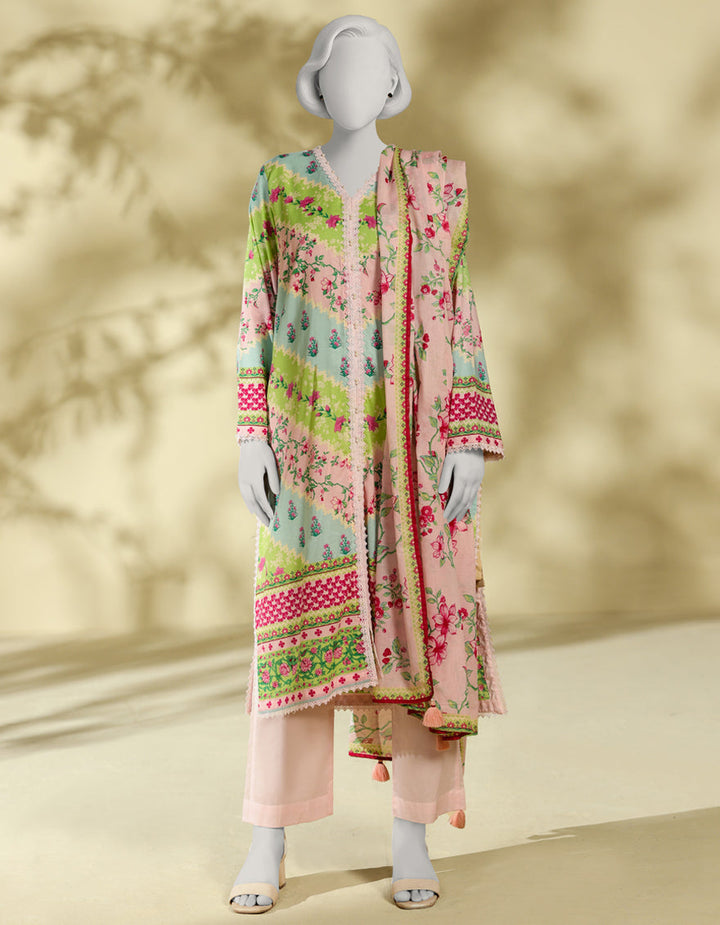 Lawn Multicolor Stitched Suit - J. Junaid Jamshed