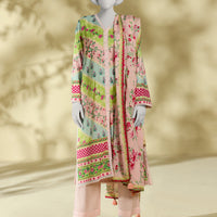 Lawn Multicolor Stitched Suit - J. Junaid Jamshed