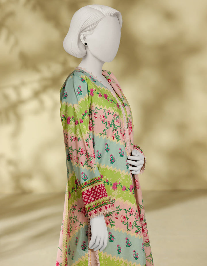 Lawn Multicolor Stitched Suit - J. Junaid Jamshed