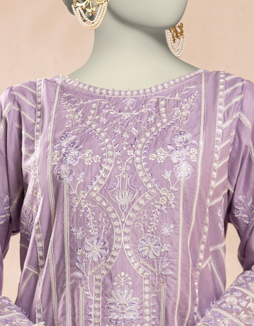 Organza Lilac Kurti - J. Junaid Jamshed
