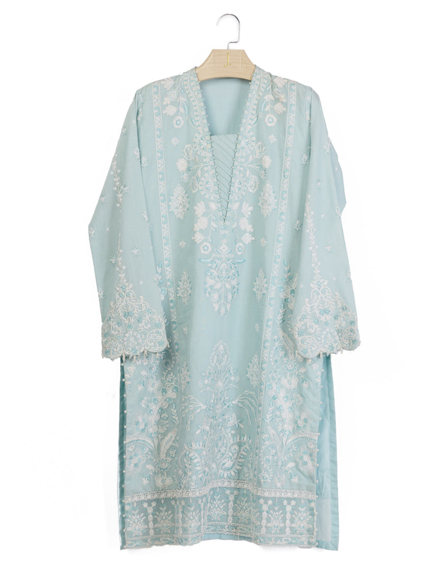 Organza Blue Kurti - J. Junaid Jamshed