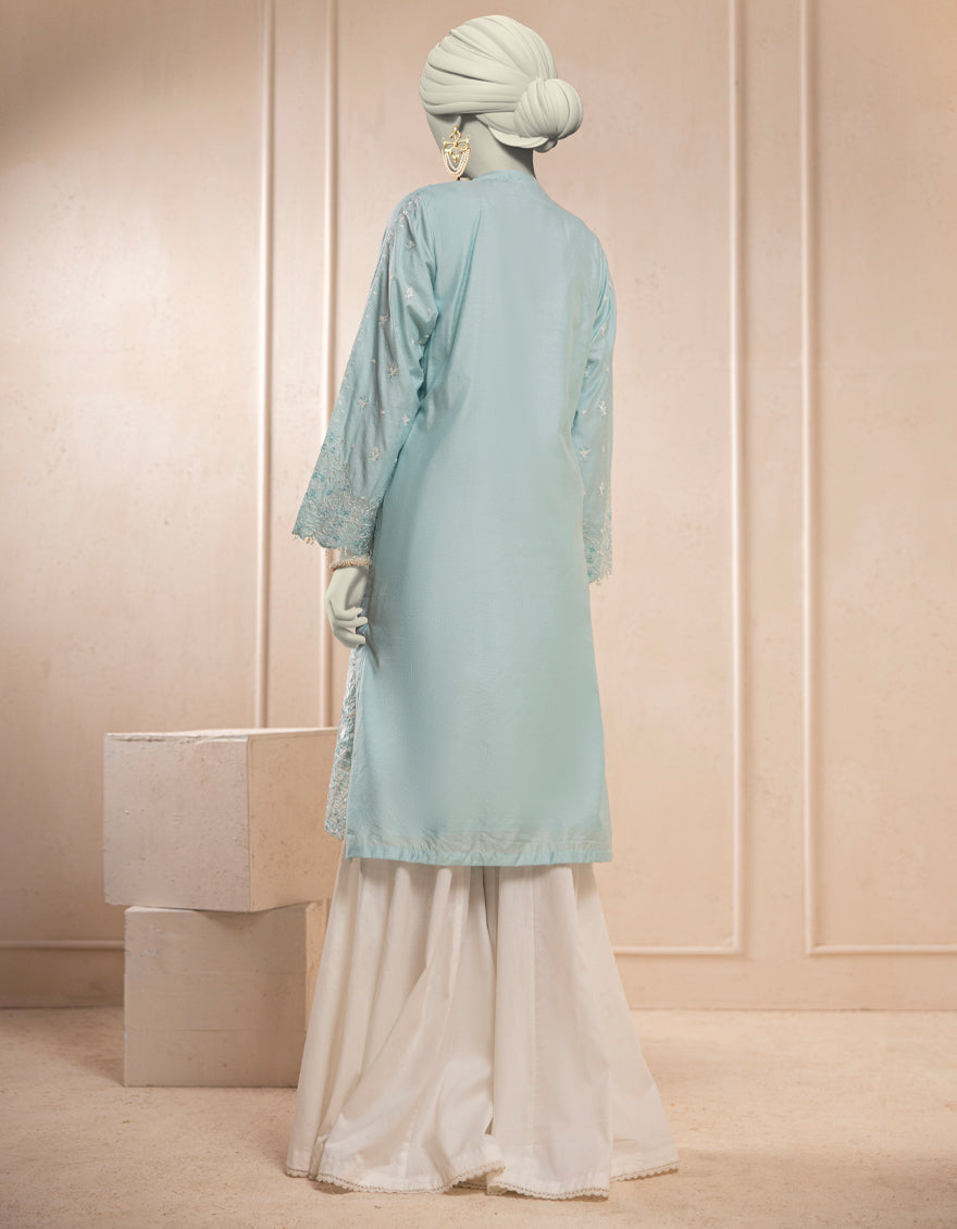 Organza Blue Kurti - J. Junaid Jamshed