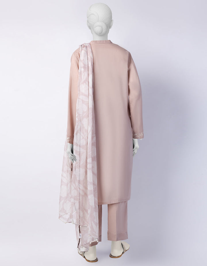 Lawn Peach Stitched Suit - J. Junaid Jamshed