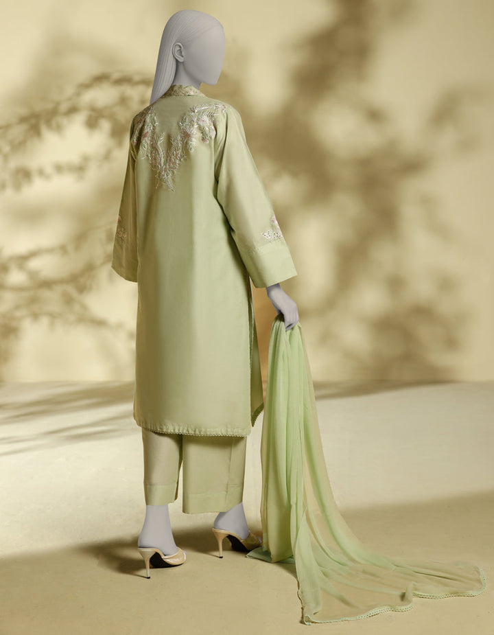 Lawn Green Stitched Suit - J. Junaid Jamshed