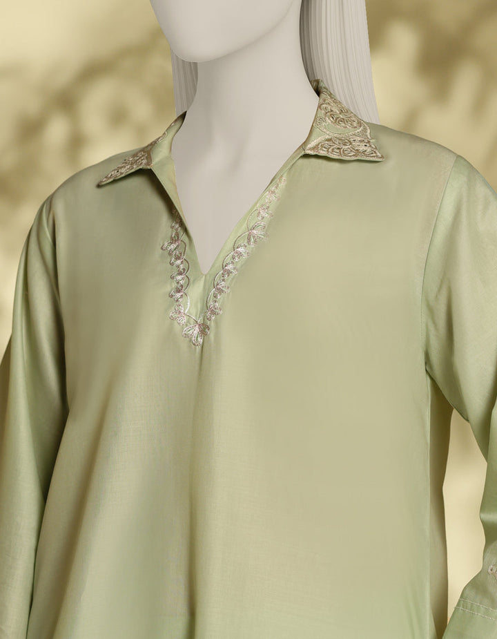 Lawn Green Stitched Suit - J. Junaid Jamshed