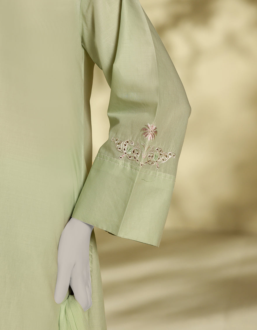 Lawn Green Stitched Suit - J. Junaid Jamshed