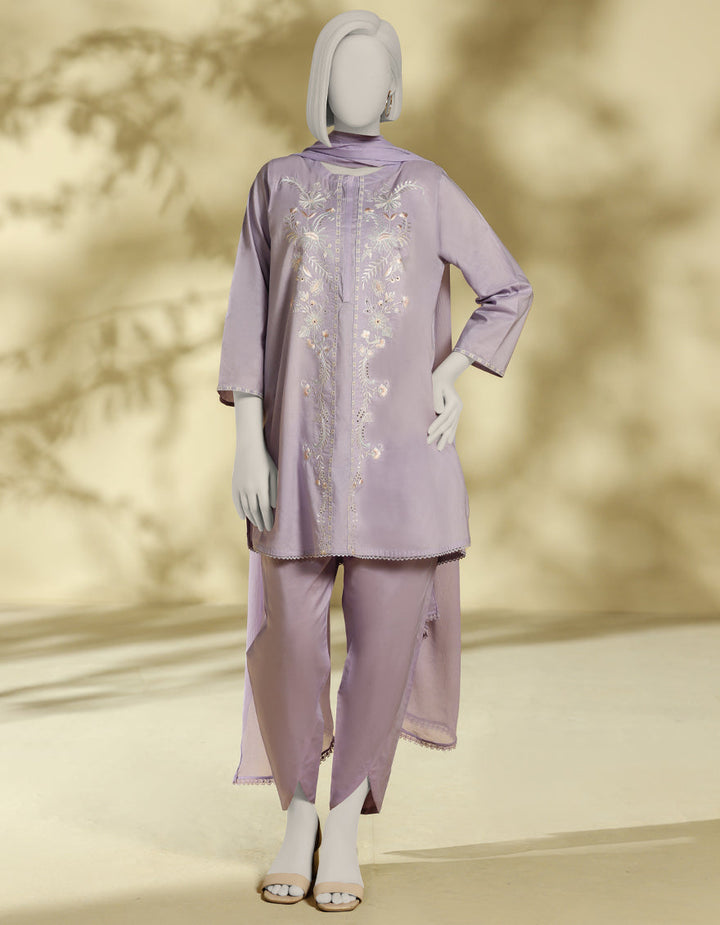 Lawn Lilac Stitched Suit - J. Junaid Jamshed