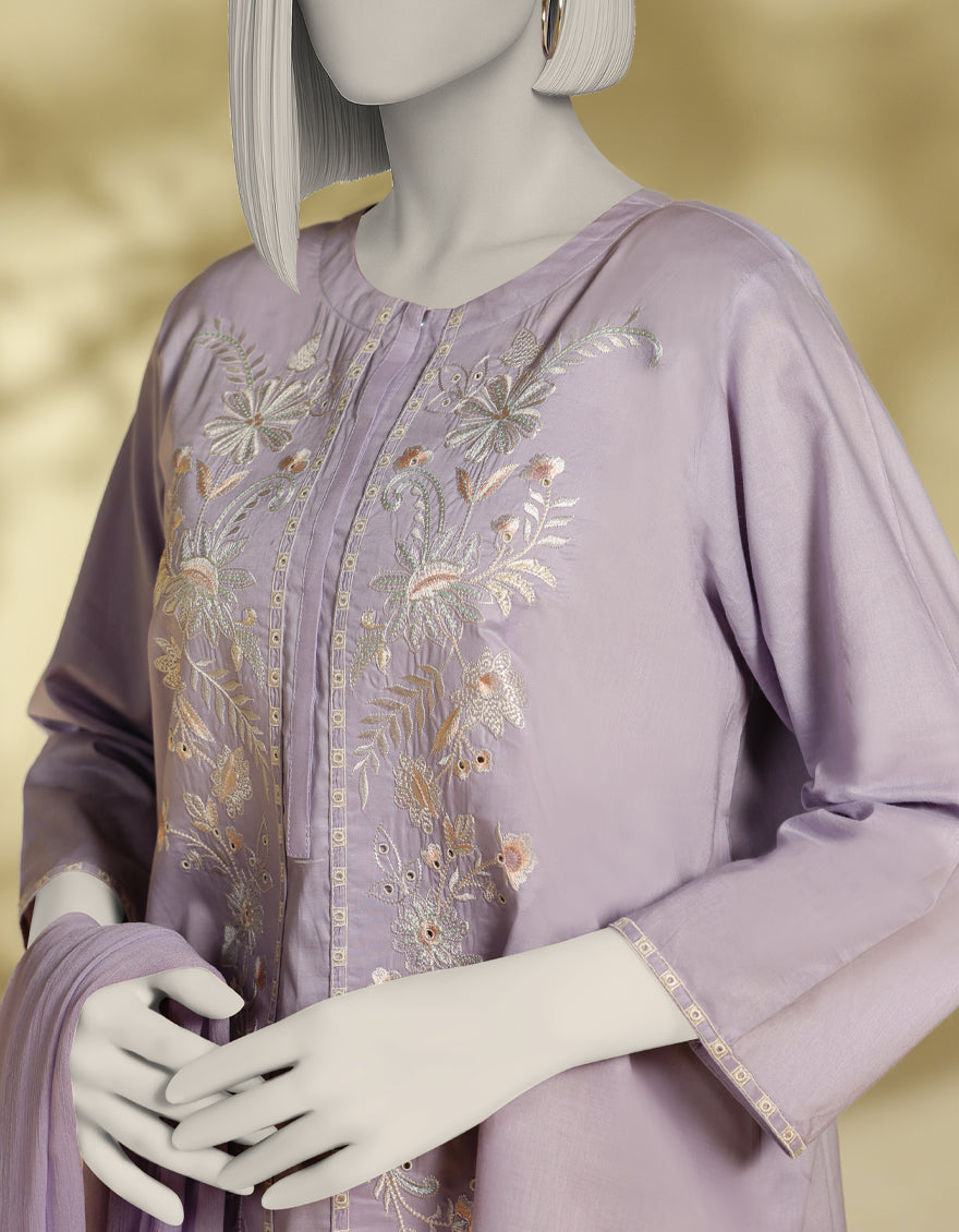 Lawn Lilac Stitched Suit - J. Junaid Jamshed