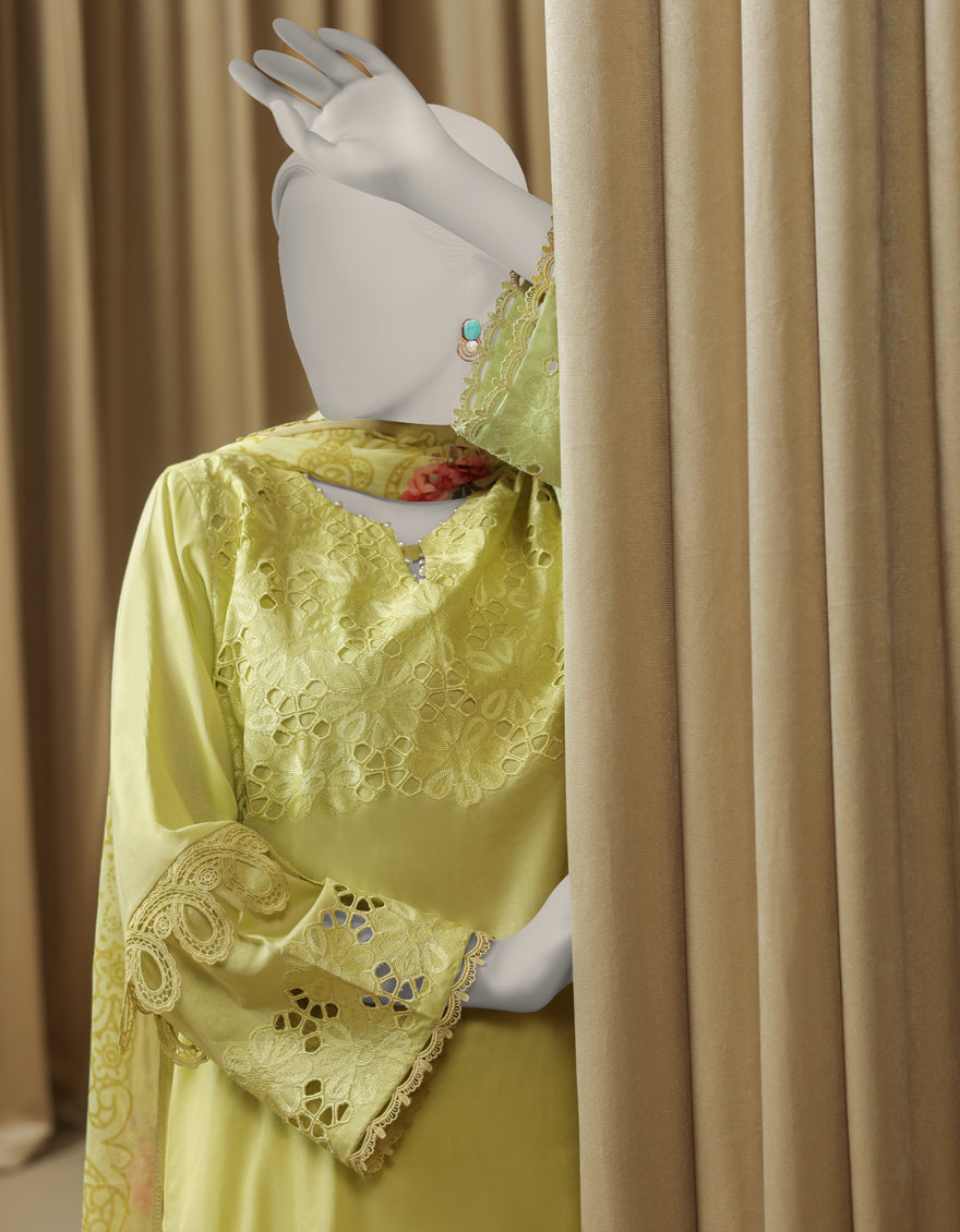 Lawn Yellow Stitched Suit - J. Junaid Jamshed