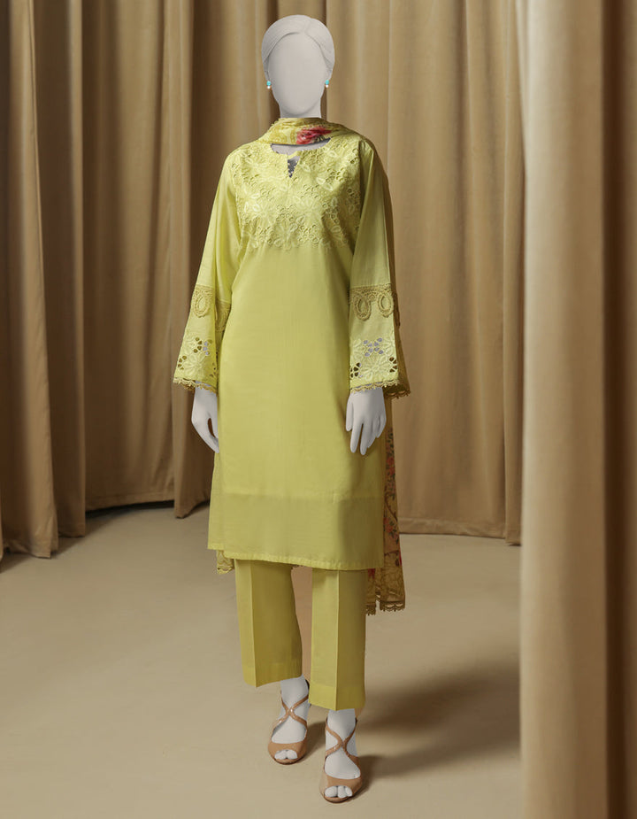 Lawn Yellow Stitched Suit - J. Junaid Jamshed