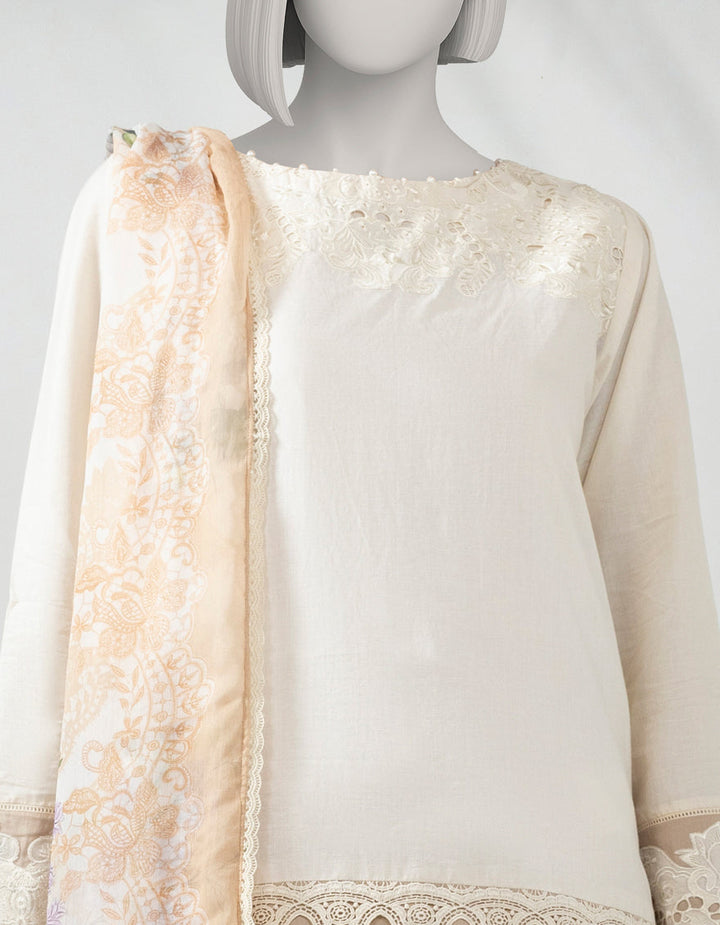 Lawn Beige Stitched Suit - J. Junaid Jamshed
