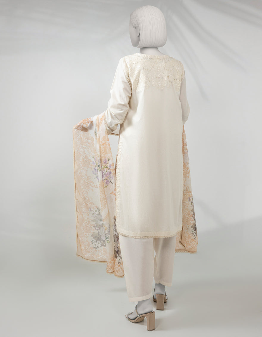 Lawn Beige Stitched Suit - J. Junaid Jamshed